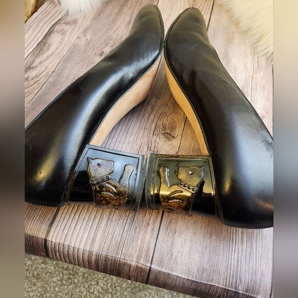 Coupd' etat black leather animal heel pumps narrow 9AA - Picture 9 of 14